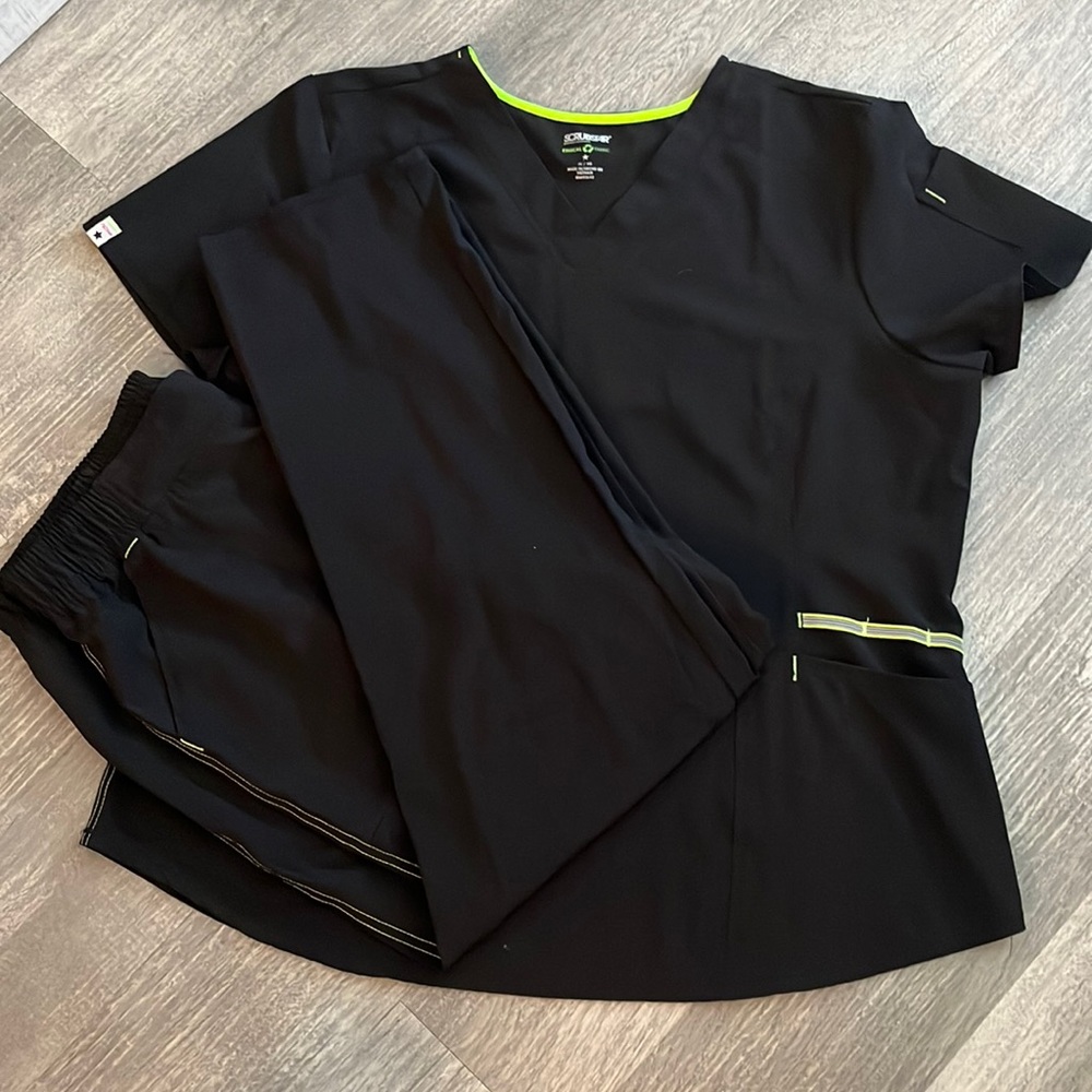 Black and neon green scrubs